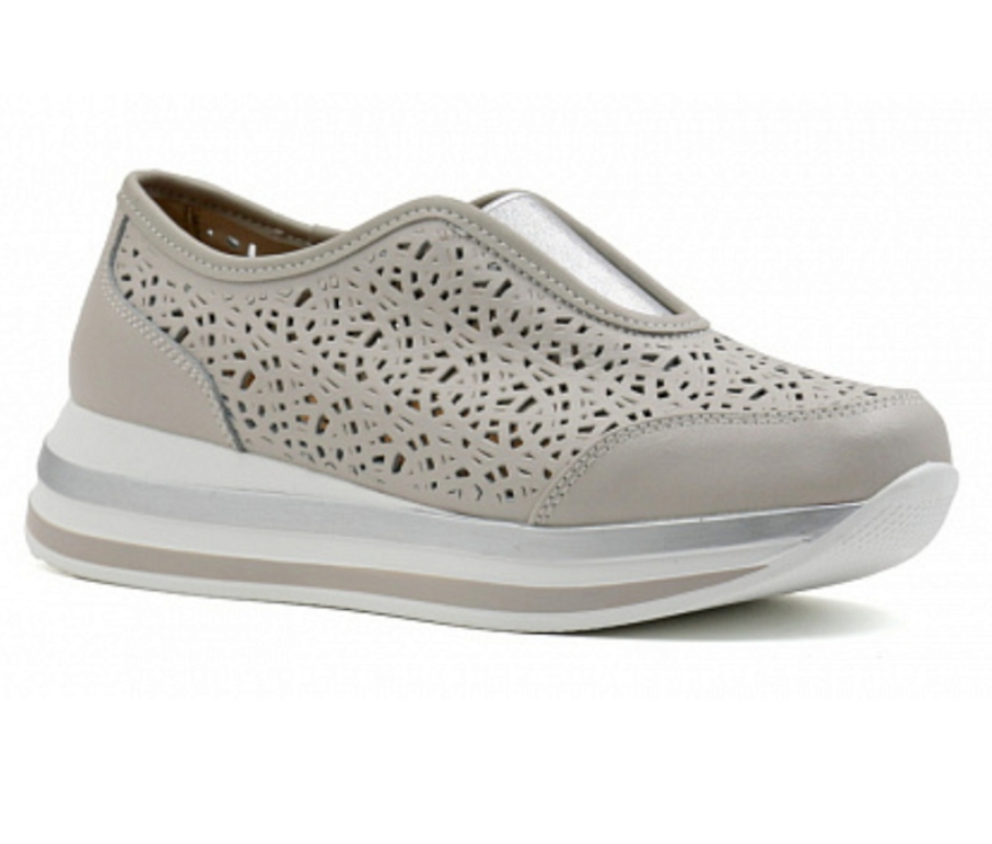 Полуботинки ортопедические женские кожаные Ортомода К-241-VN-03-С увеличенной полноты, бежевые фото 1