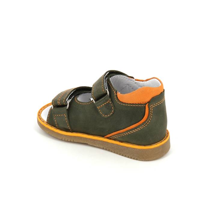 Босоножки  детские открытый нос, цв.хаки/оранжевый 0213/1-КП-114,15 фото 2